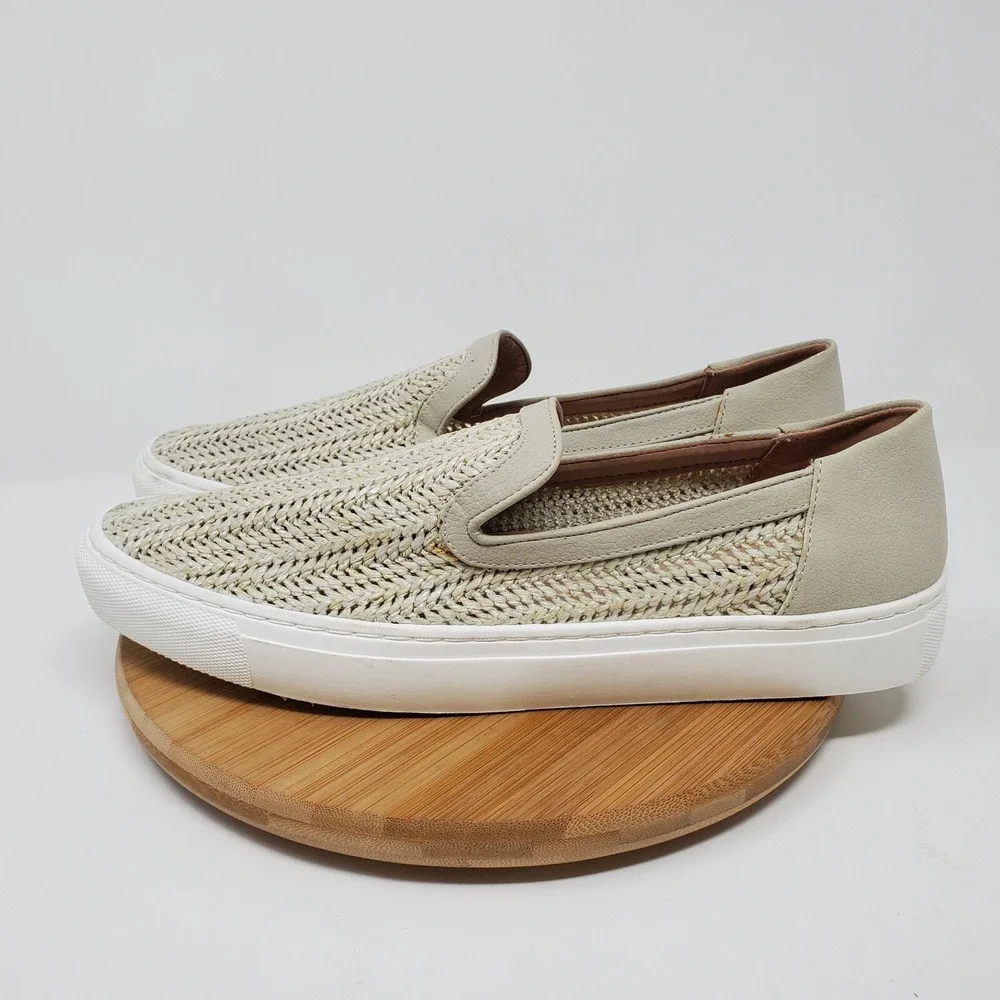 Steven by Steve Madden Katia Womens 10 Sneakers Beige Raffia Slip On Loafer Shoe